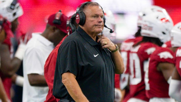 Razorbacks coach Sam Pittman on the sidelines against Texas A&M